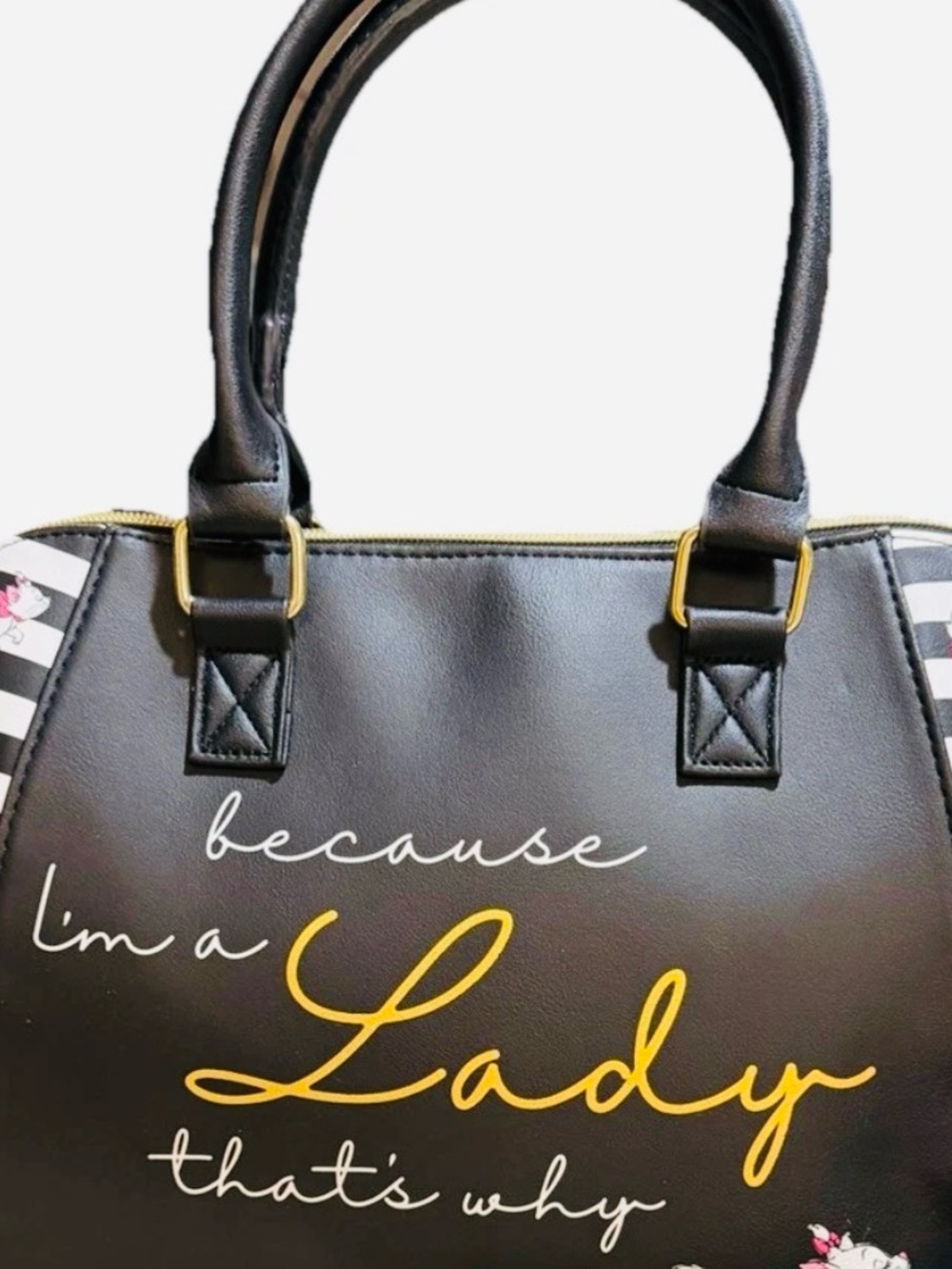 NWOT! Disney Loungefly Aristocats Marie "Because I'm a Lady" Striped Satchel - Picture 5 of 15